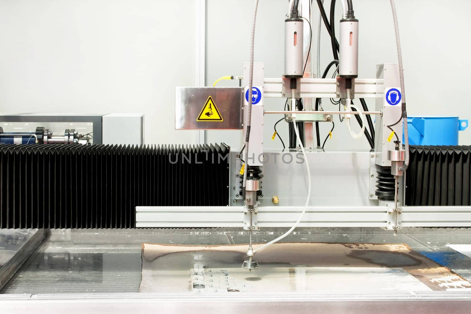 Close up shot of industrial cutting machine