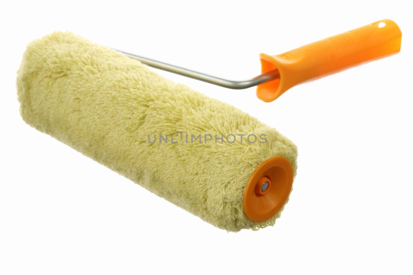 New paint roller on a white background