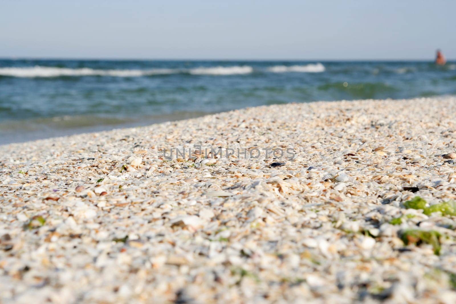 Summertime at the beach with great waves.