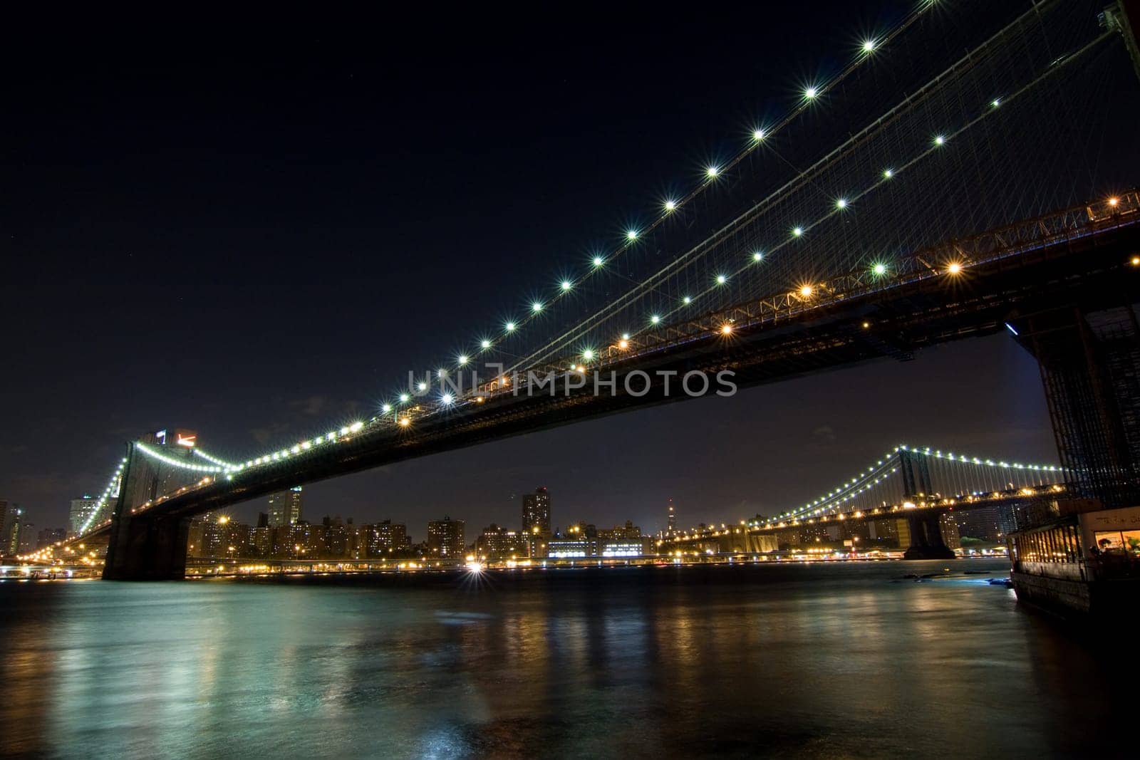 Brooklyn and Manhattan bridge at night skyline