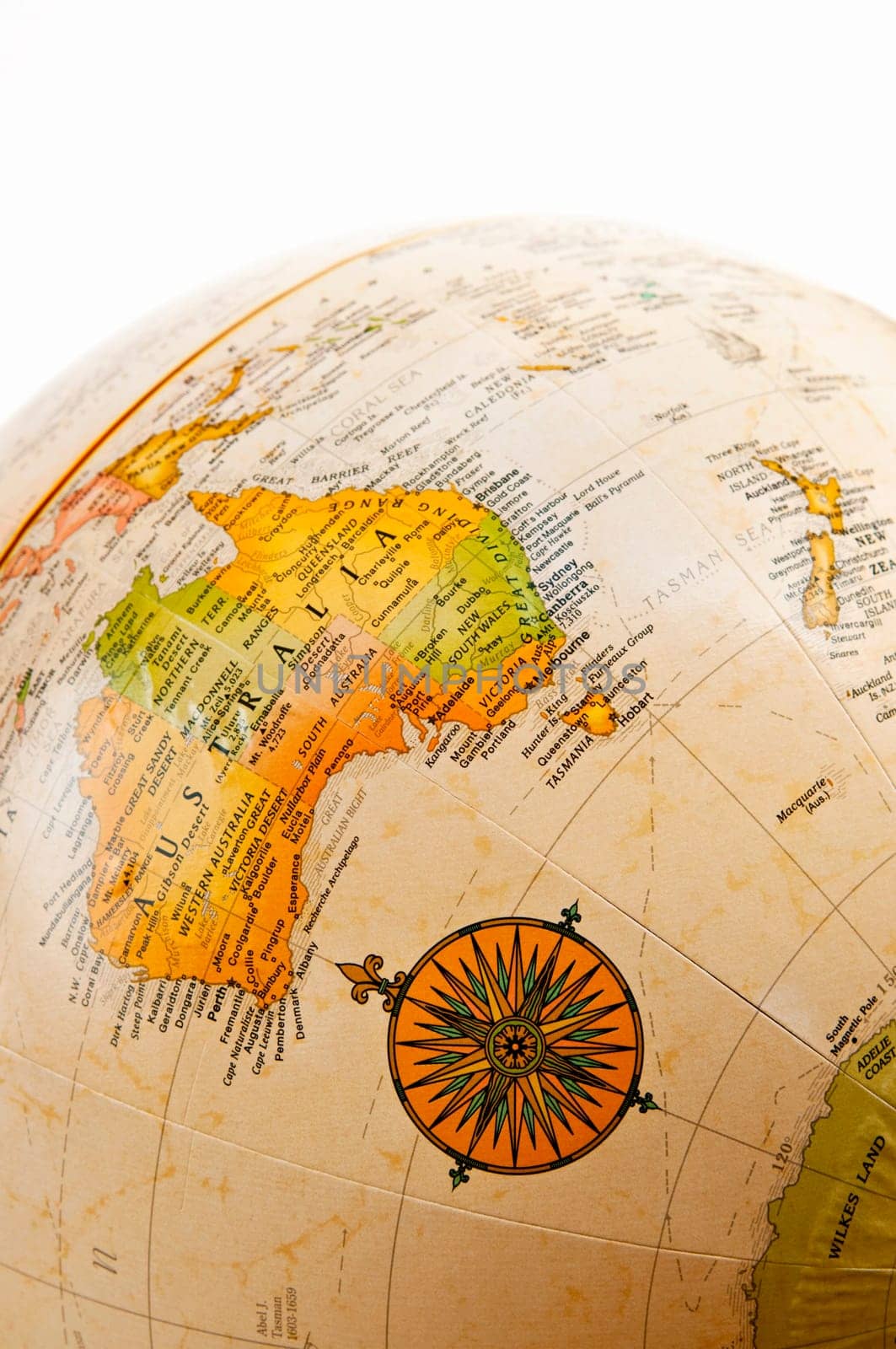 Part of a globe with map of Australia