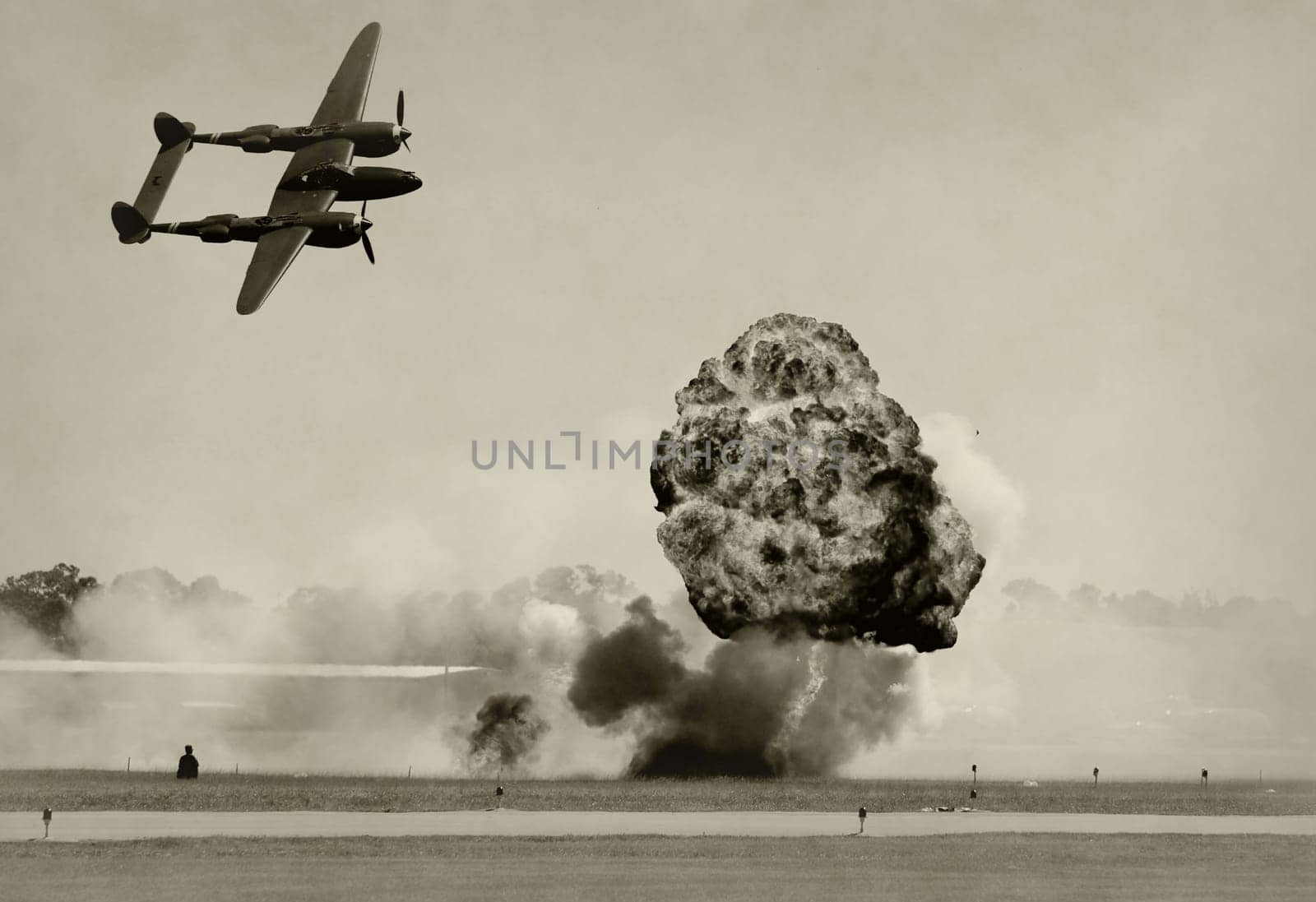 World War II era battle and bombbing