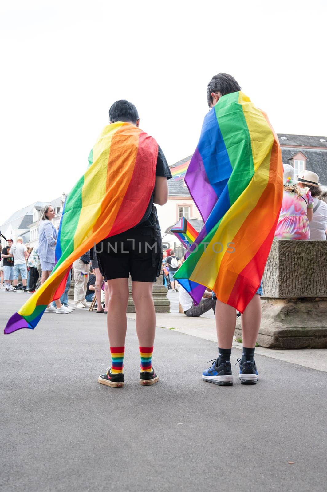 Christopher Street Day, gay, bisexual and lesbian parade, pride month, rainbow flag, equal rights event in Trier, CSD Germany on the 22.07.2023