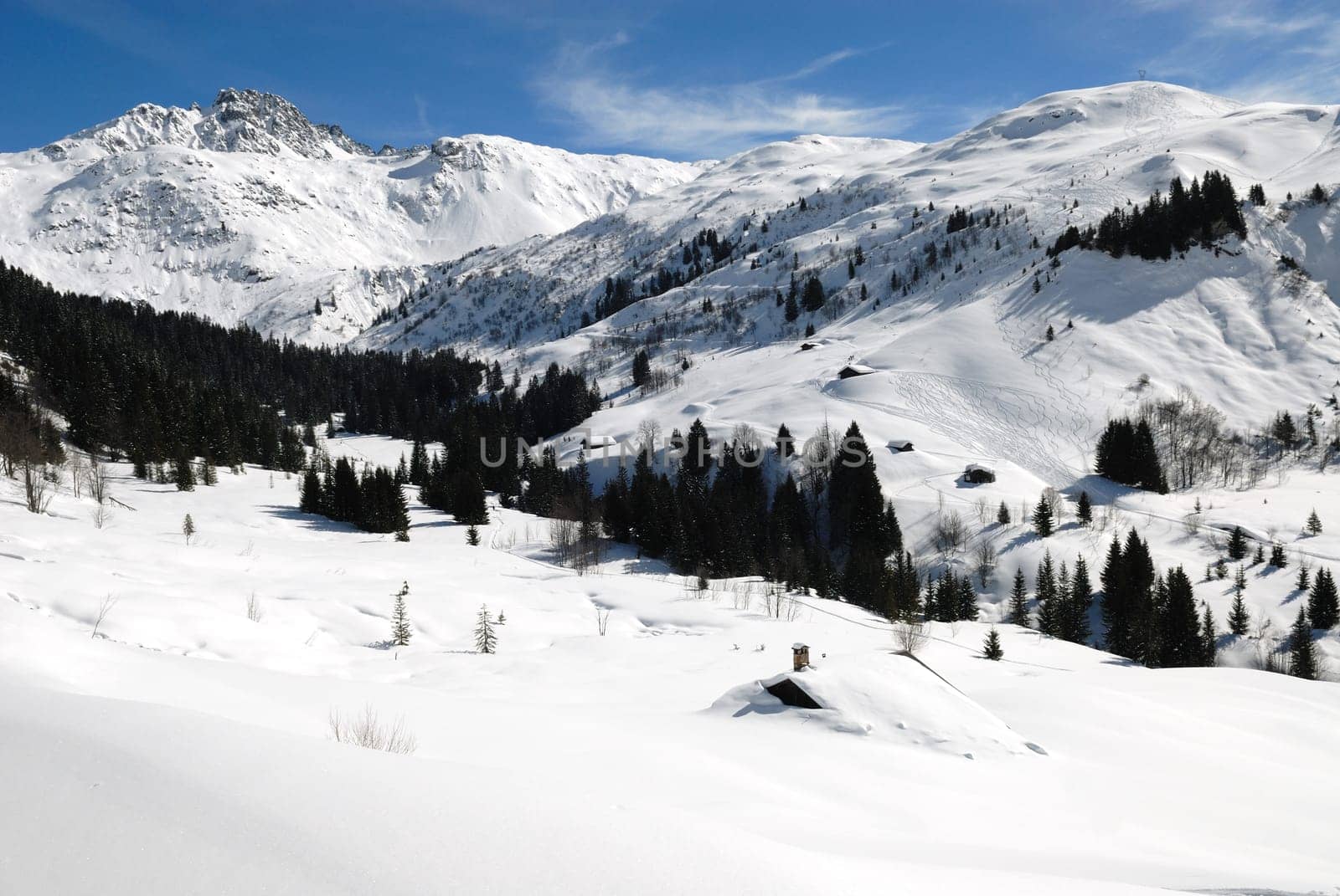 Mountain in French Alps with snow : near hauteluce and Contamines Montjoie