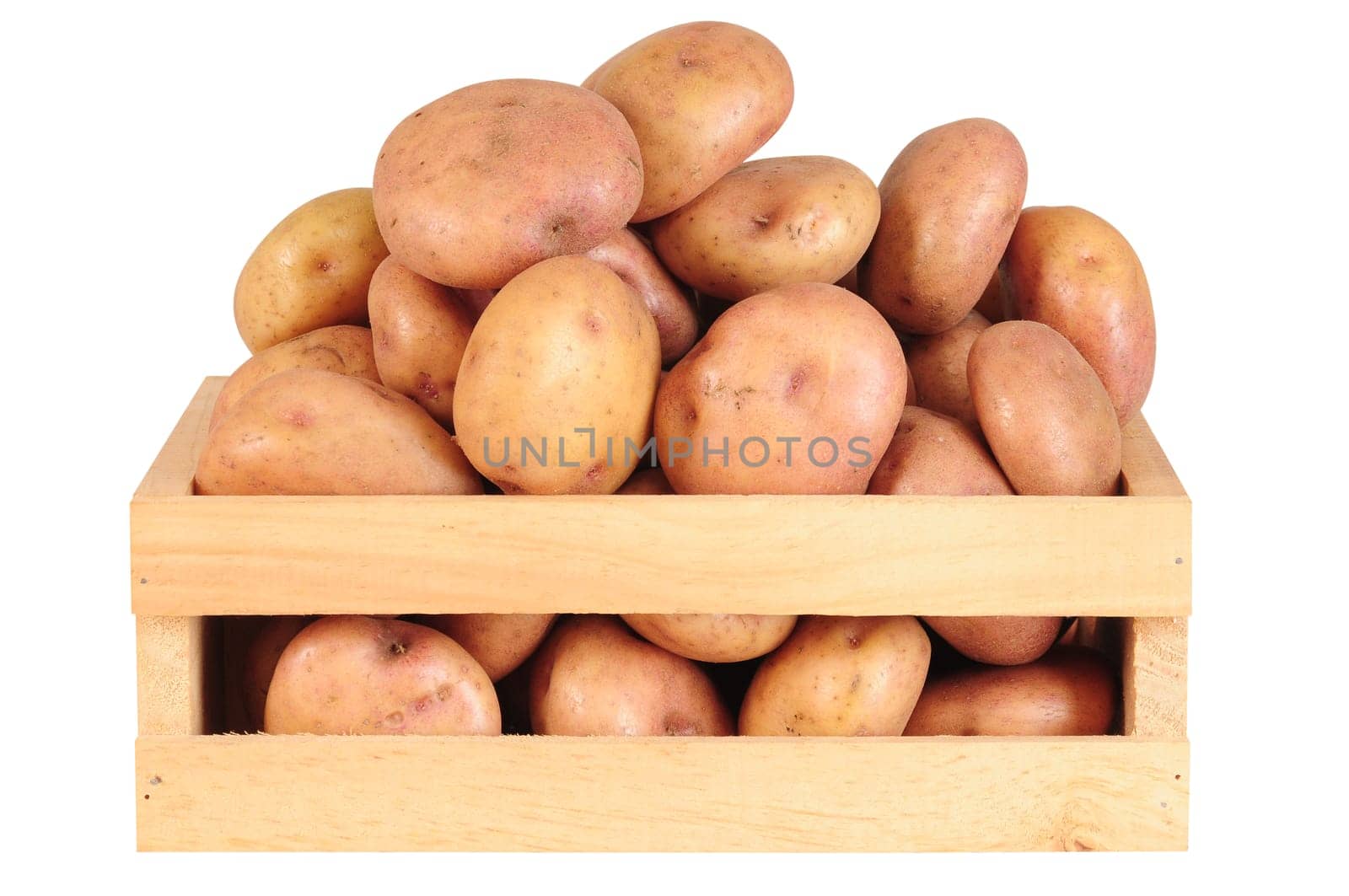 Pile of potatoes isolated on white.