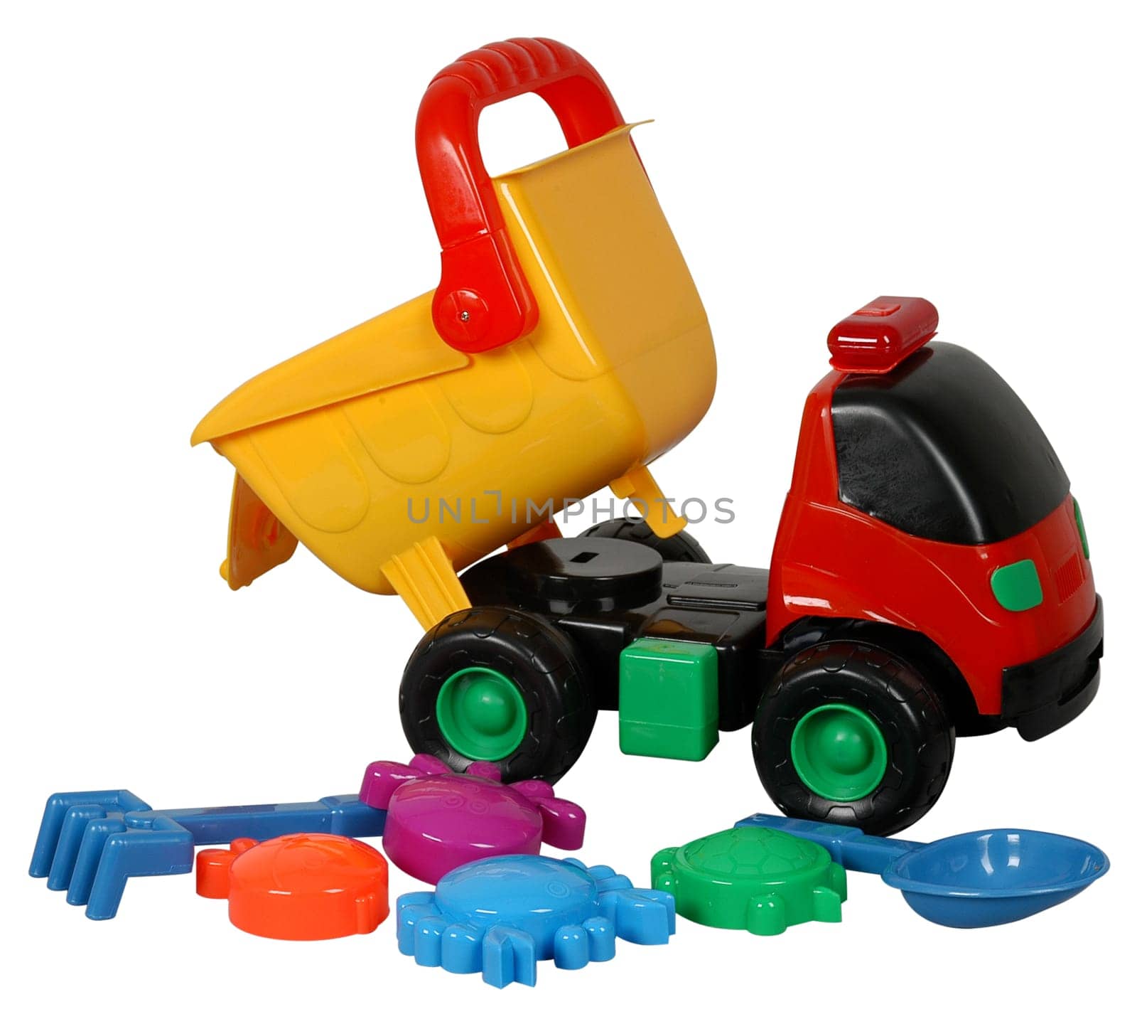 Truck and beach toys.
