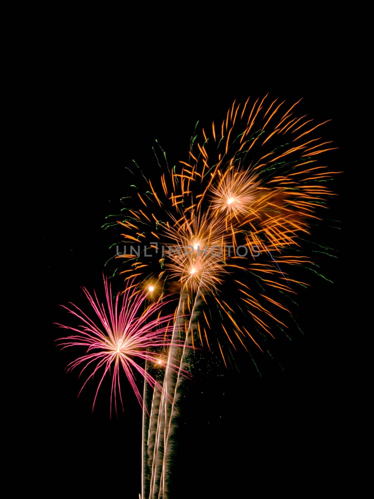 bright colored fireworks on black background