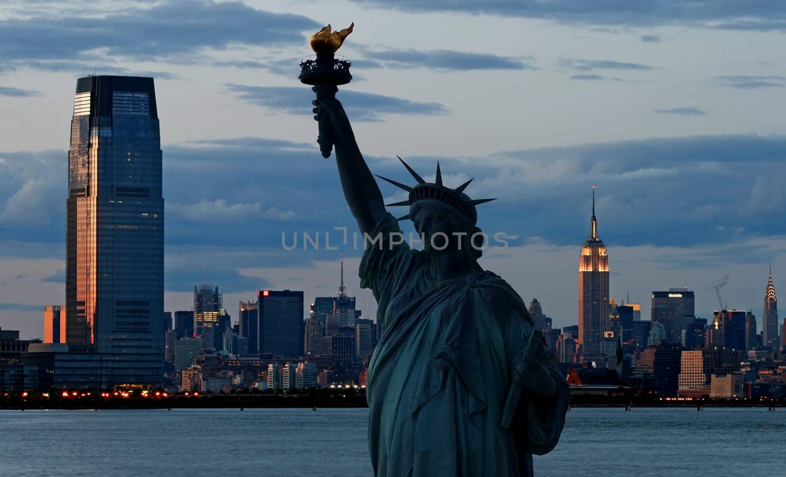 The Statue of Liberty and Manhattan Skyline, USA