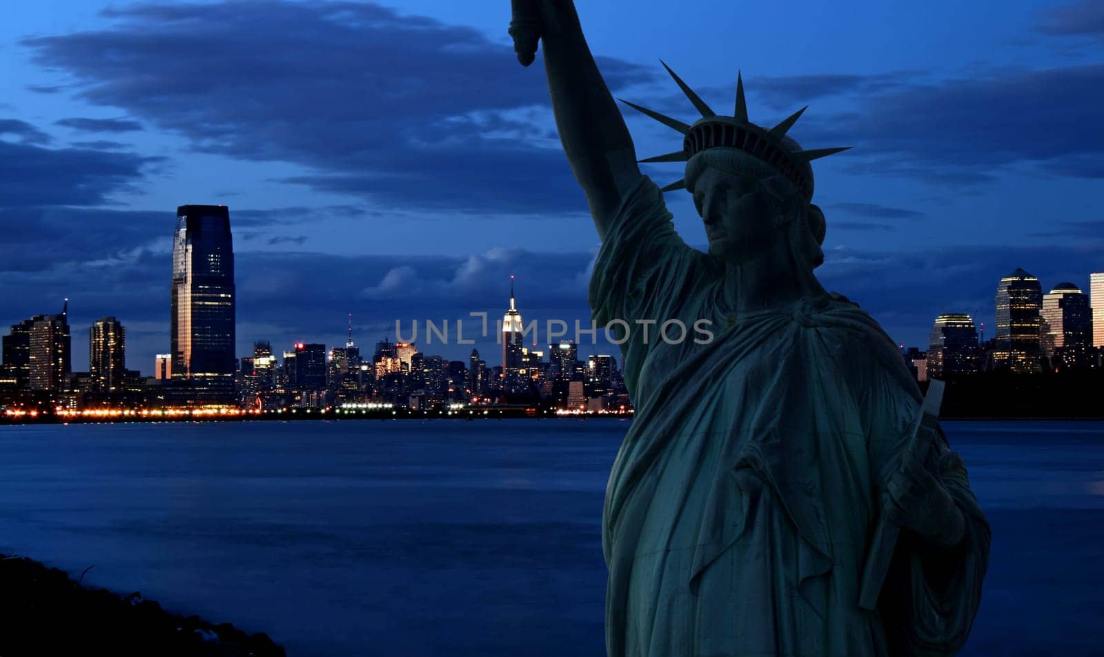 The Statue of Liberty and Manhattan Skyline, USA