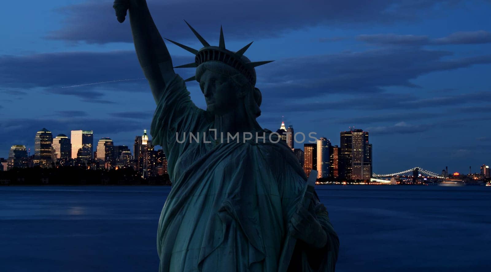 The Statue of Liberty and Manhattan Skyline, USA