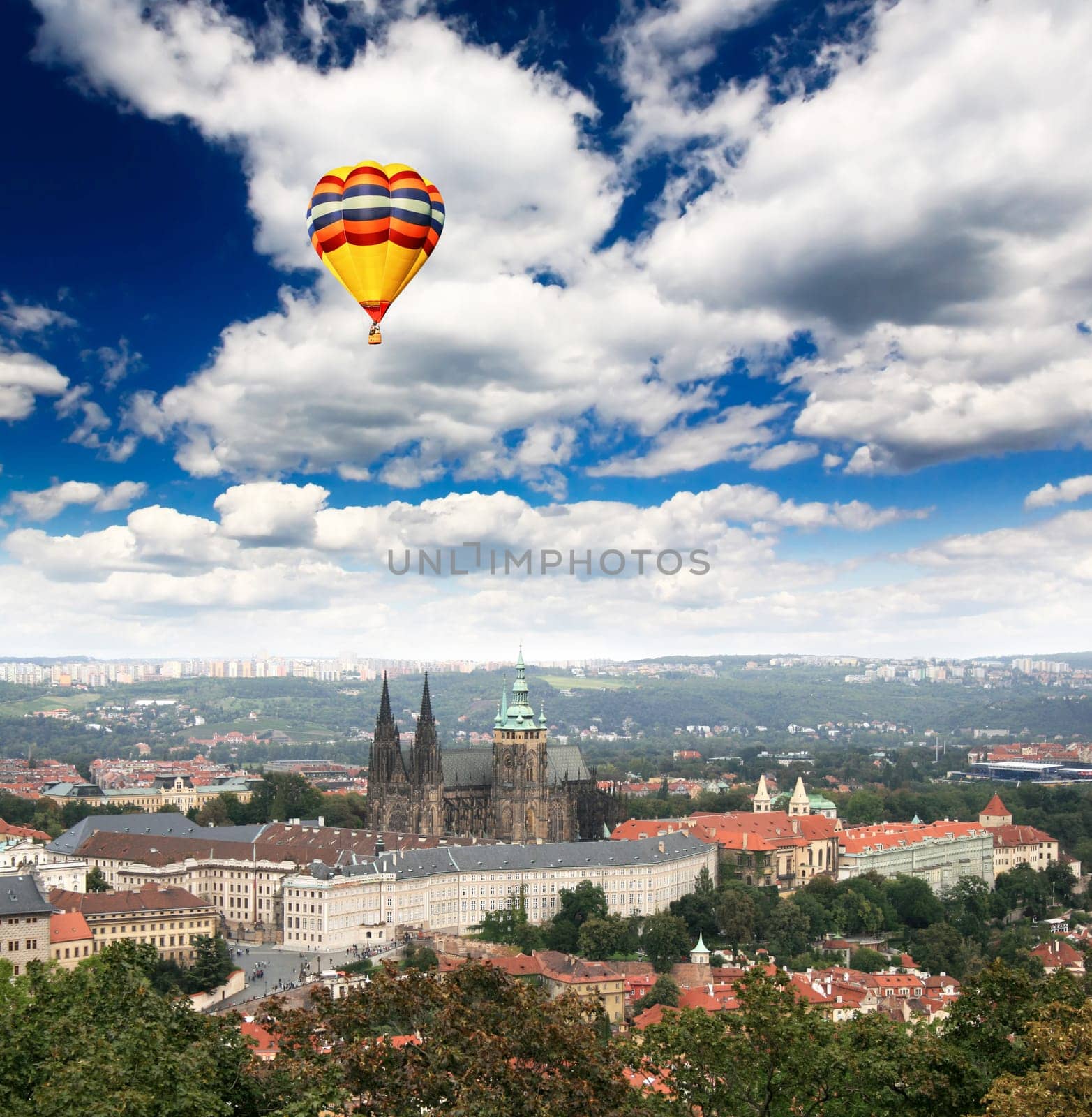 Aerial view of magnificent Prague Castle in Prague City