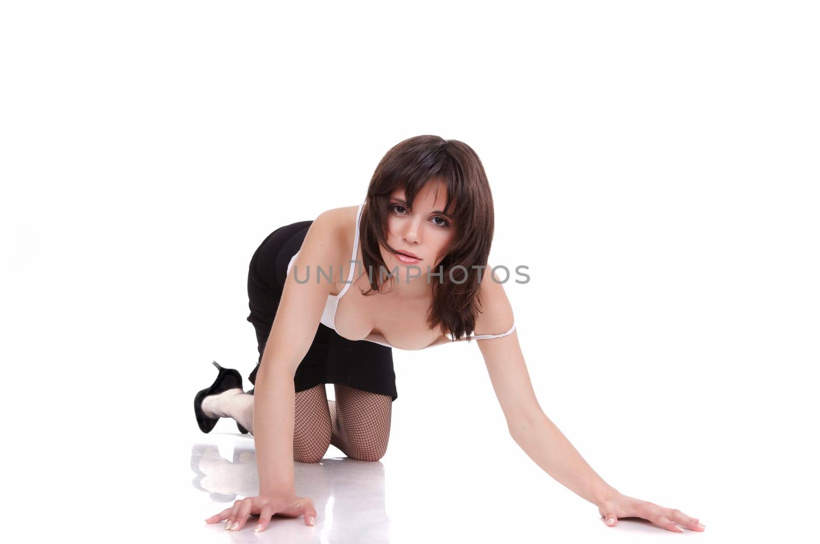 The beautiful sexual girl creeping on all fours