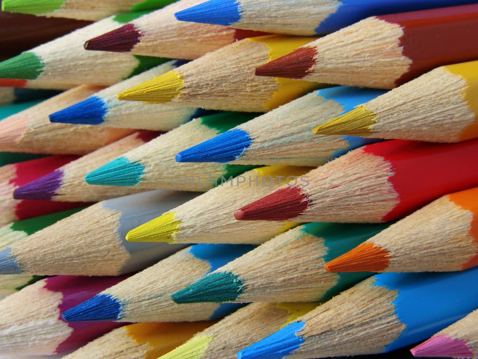 Color pencils set fragment closeup