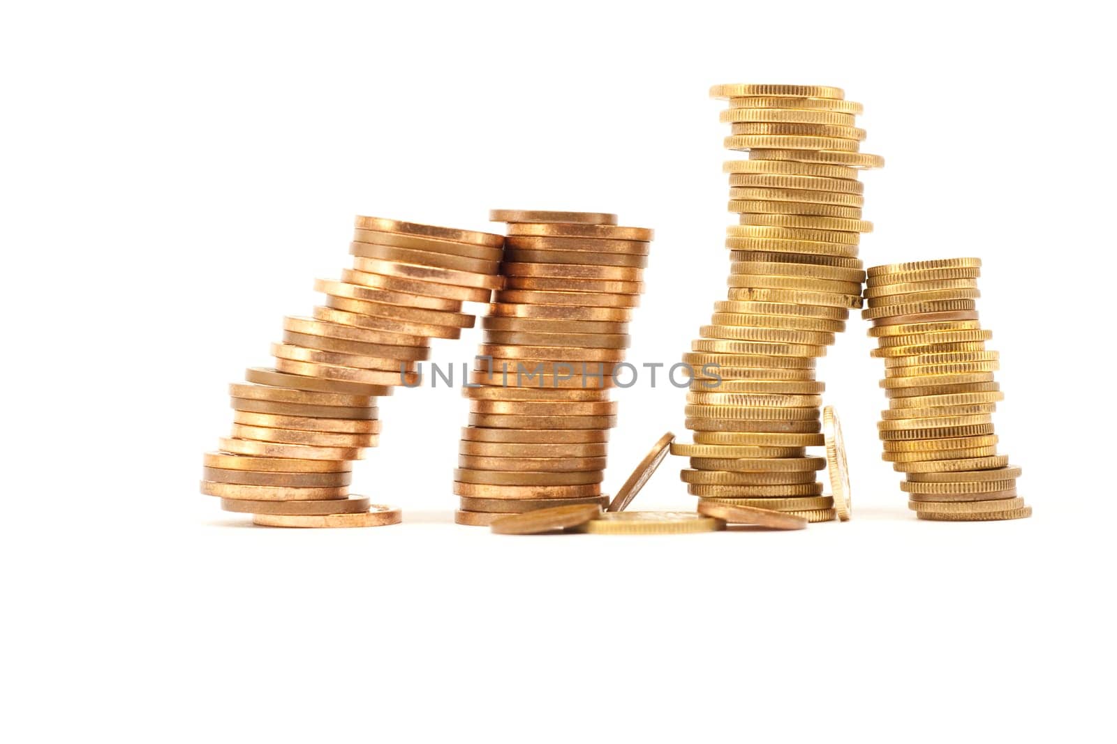 stack of coins high and low