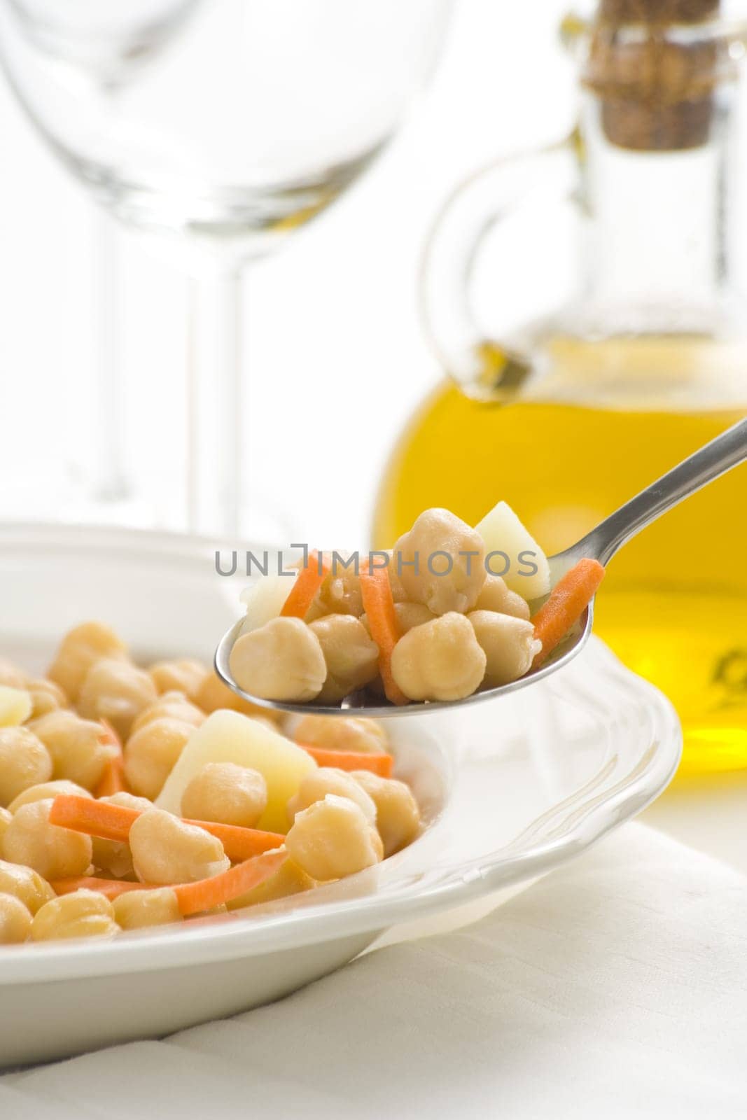chickpeas delicious homemade carrot and potato dish isolated