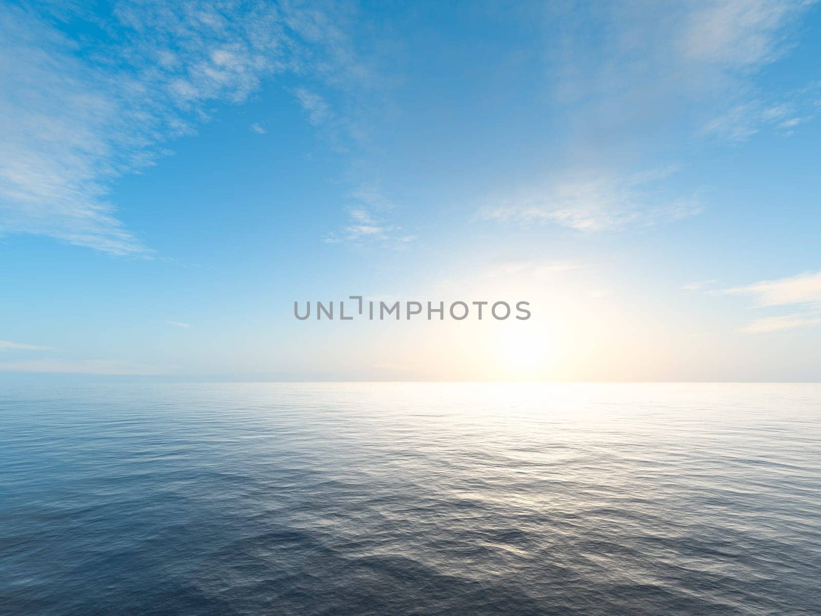 An illustration of a bright ocean sunset