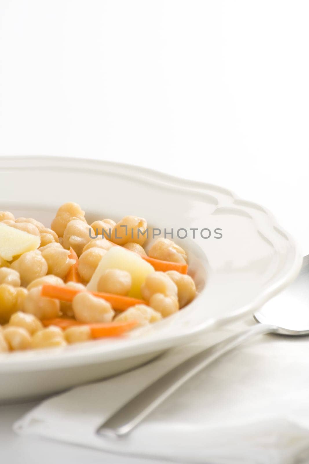 chickpeas delicious homemade carrot and potato dish isolated