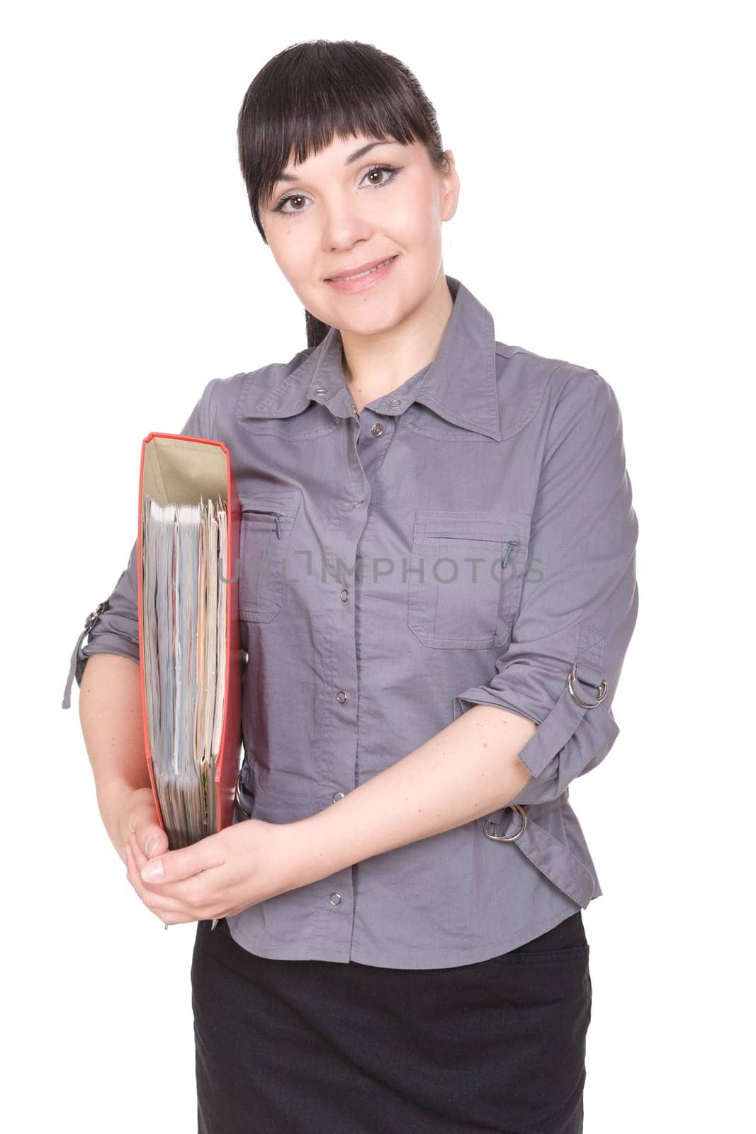young businesswoman isolated over white background