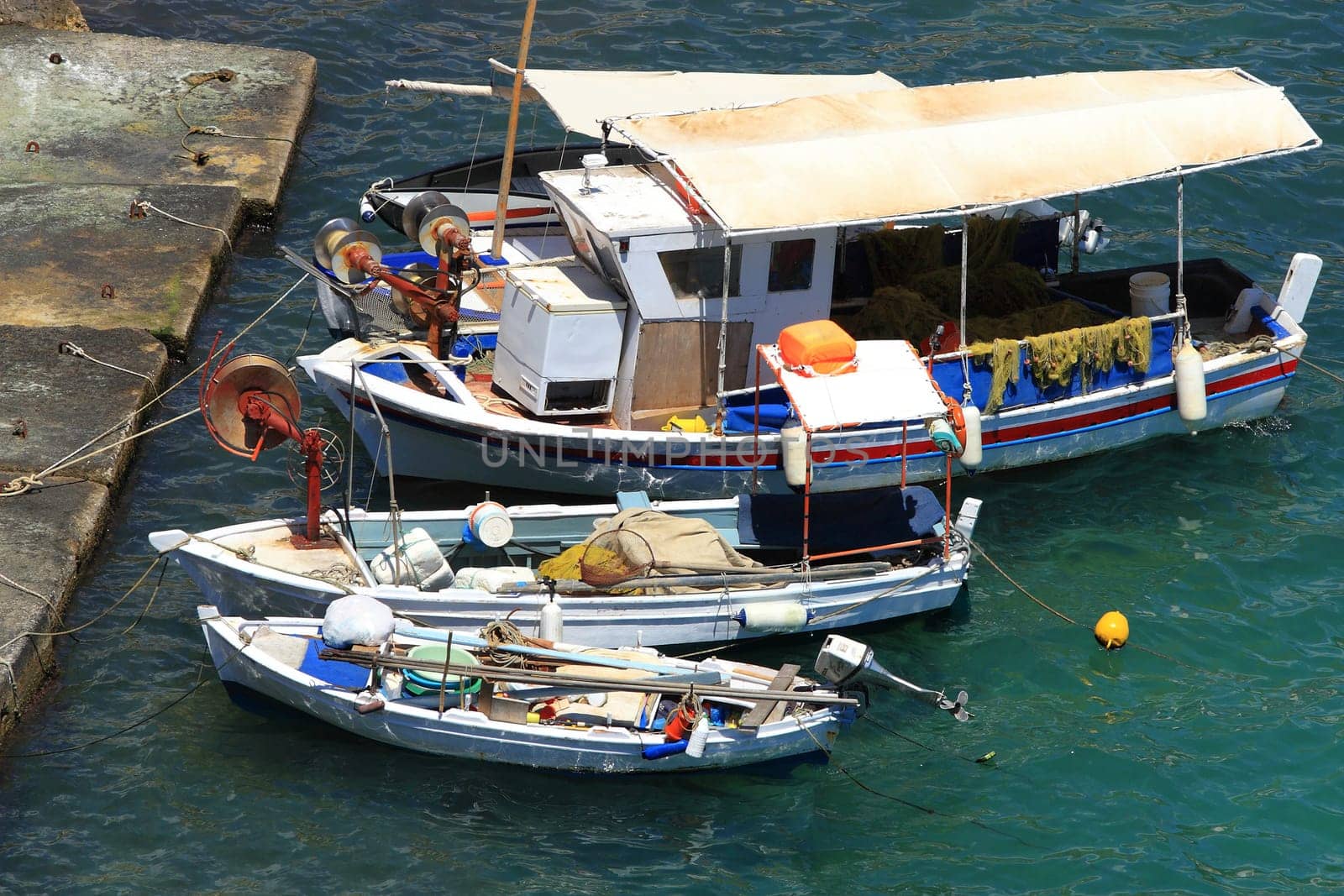 Fishing boats in the Ionian sea Greece