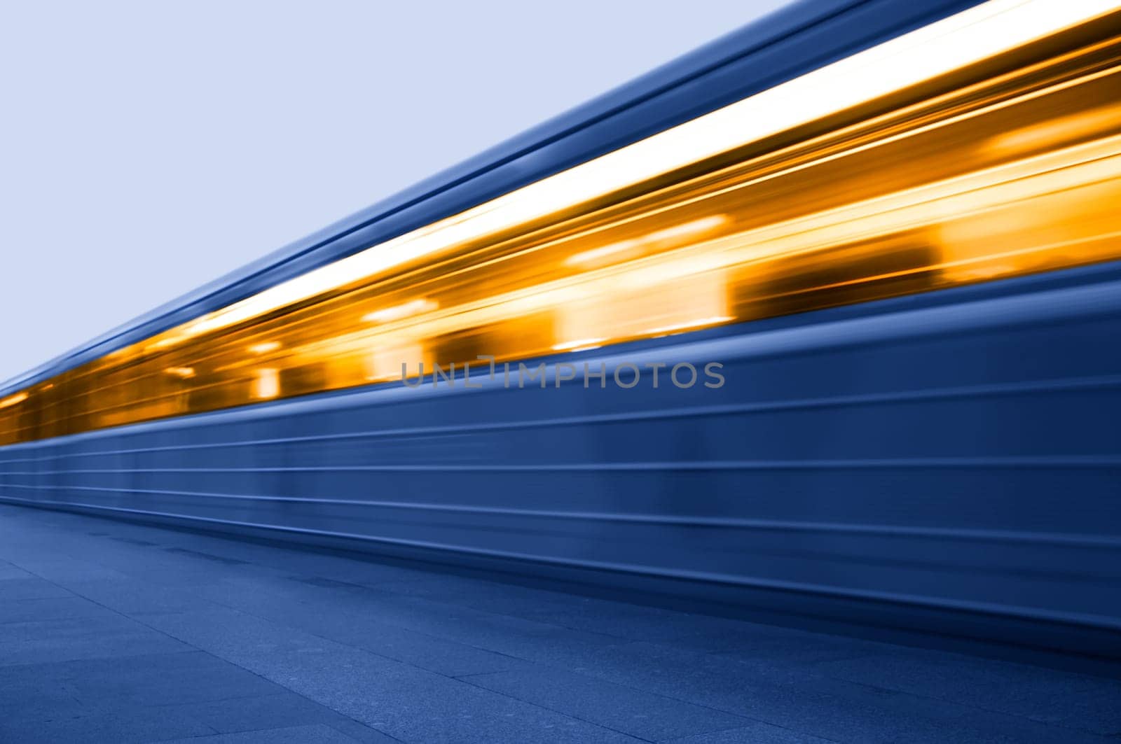 Subway. Underground station. Moving train