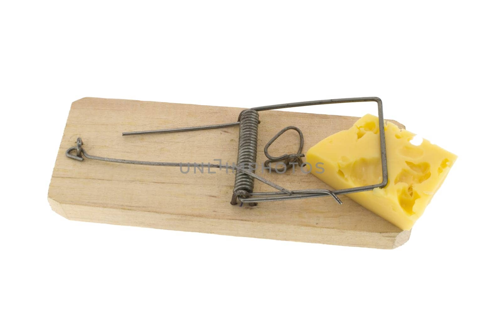 Mousetrap attracting to itself isolated on white