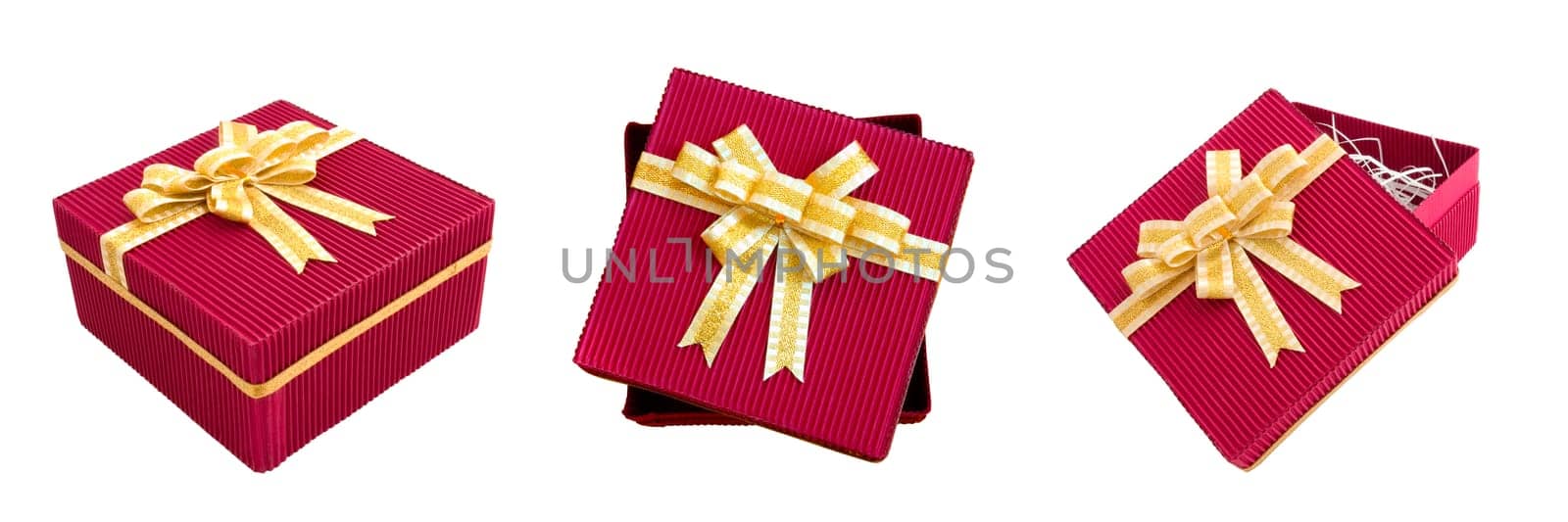 Three beautiful boxes isolated on white perfect for presents