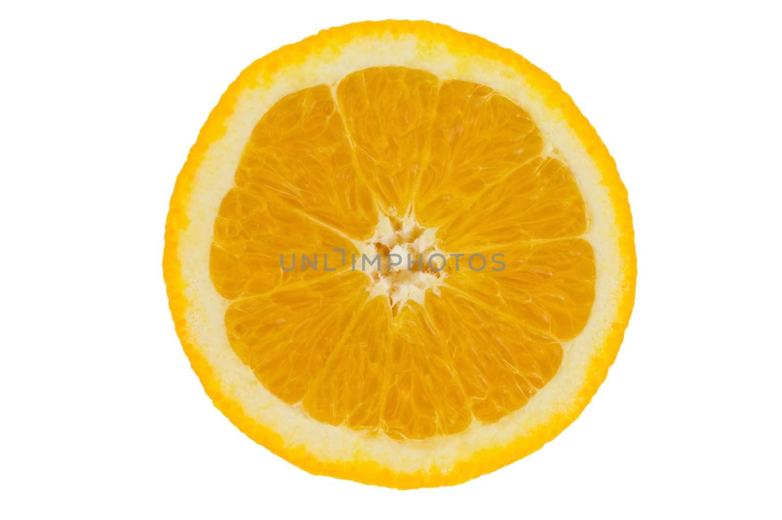 Slice of an orange isolated on a white background