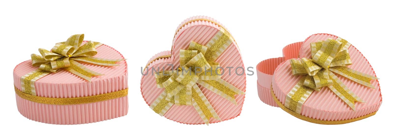 Three very pretty haert boxes with gold ribbon and bow exelent for girt or present