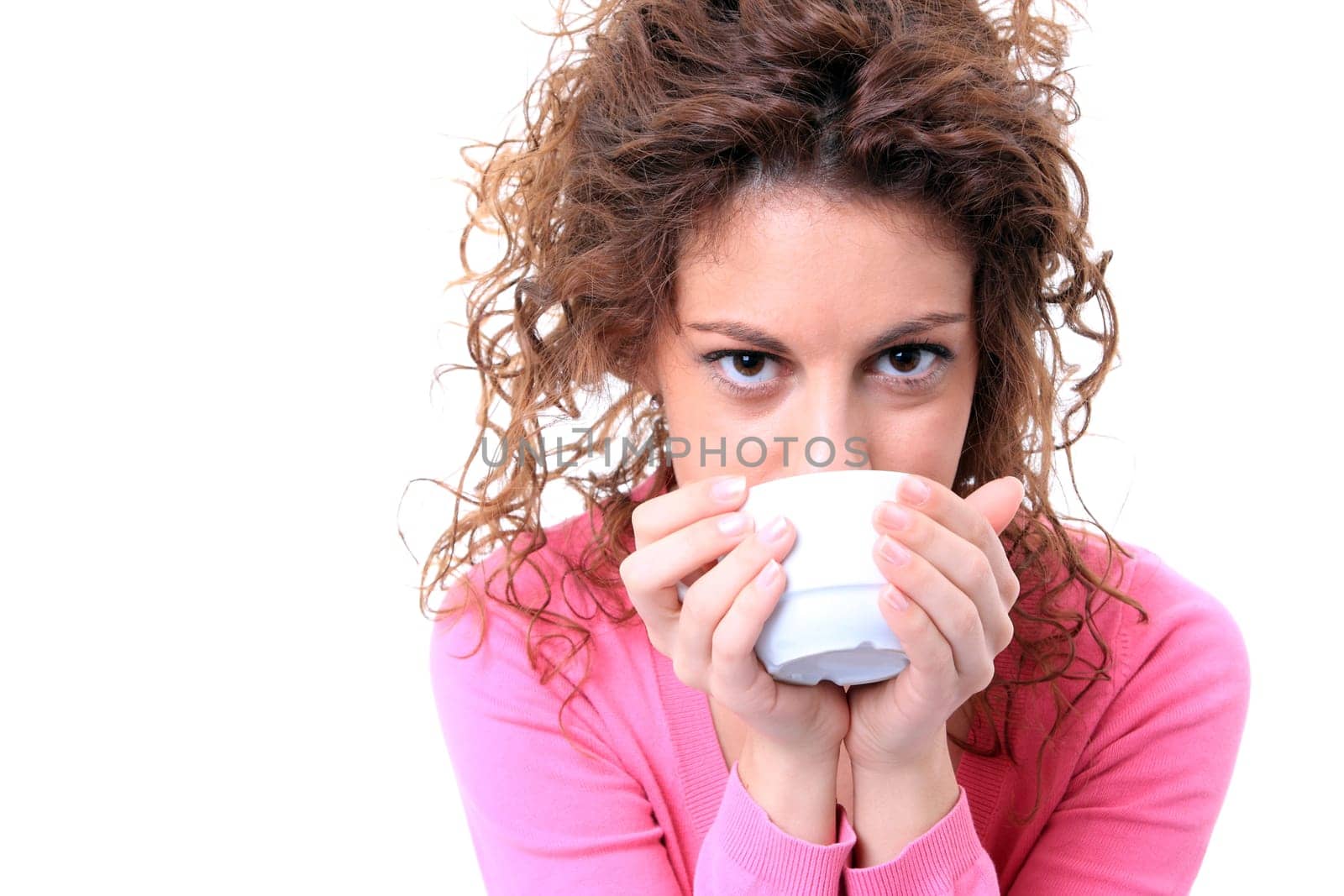 Young woman with a cup of hot drink