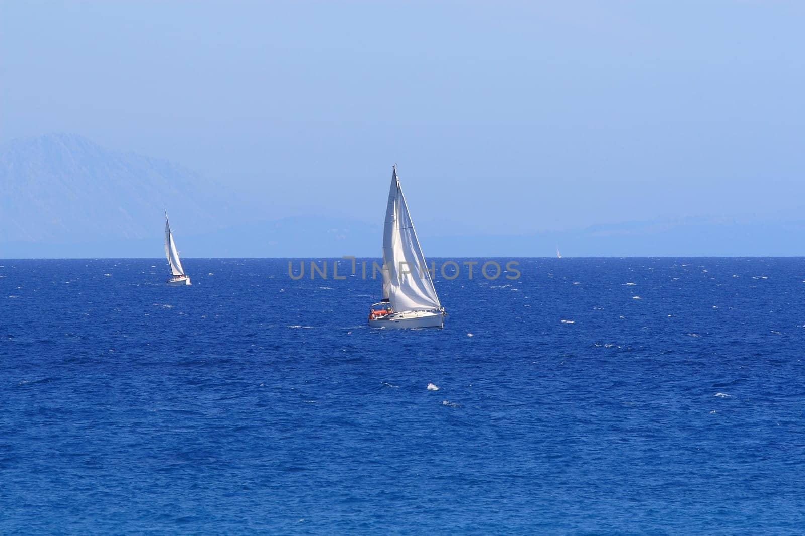 Sailing yacht in the Ionian sea Greece