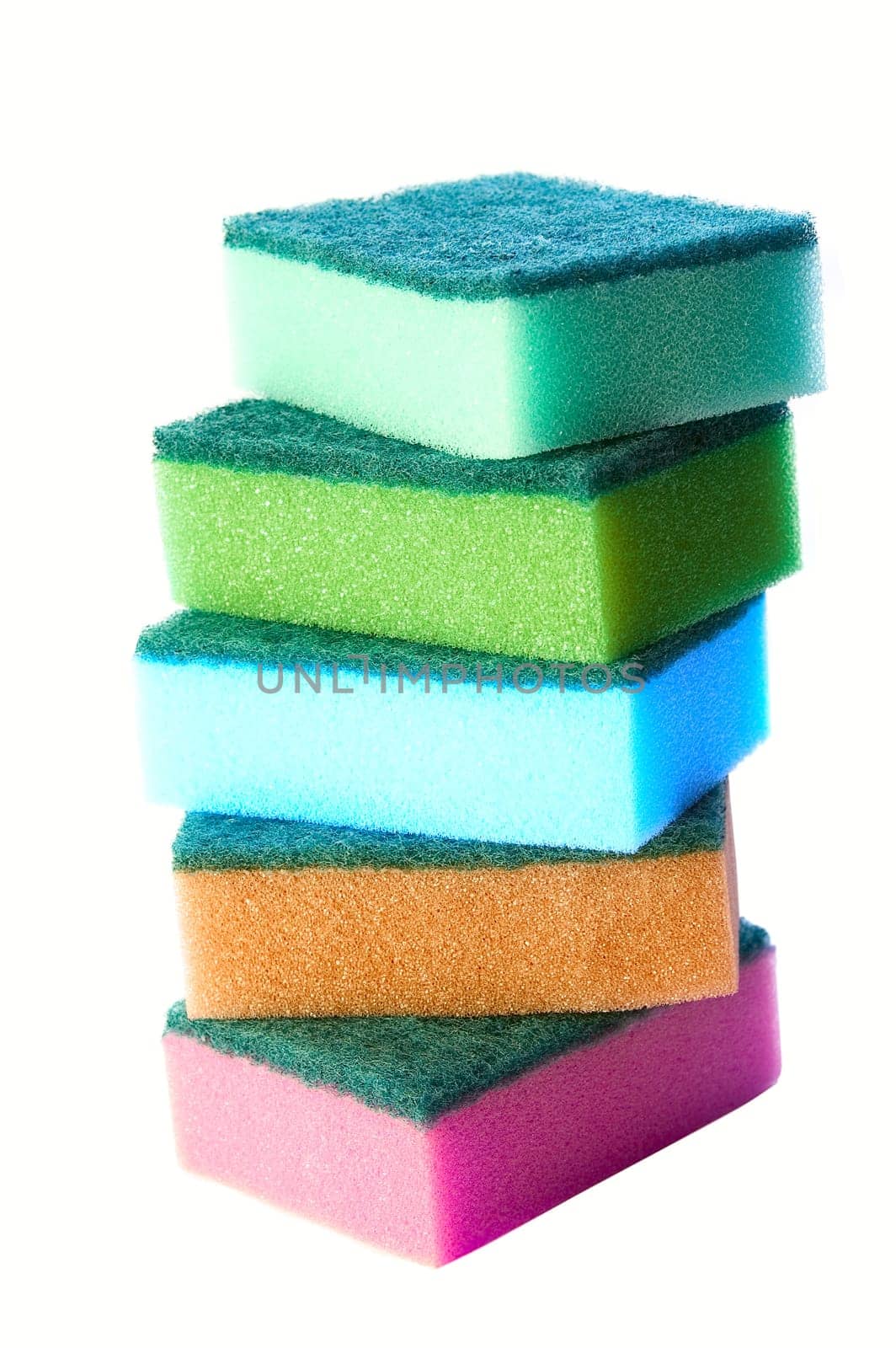 Heap of sponges isolated on white background