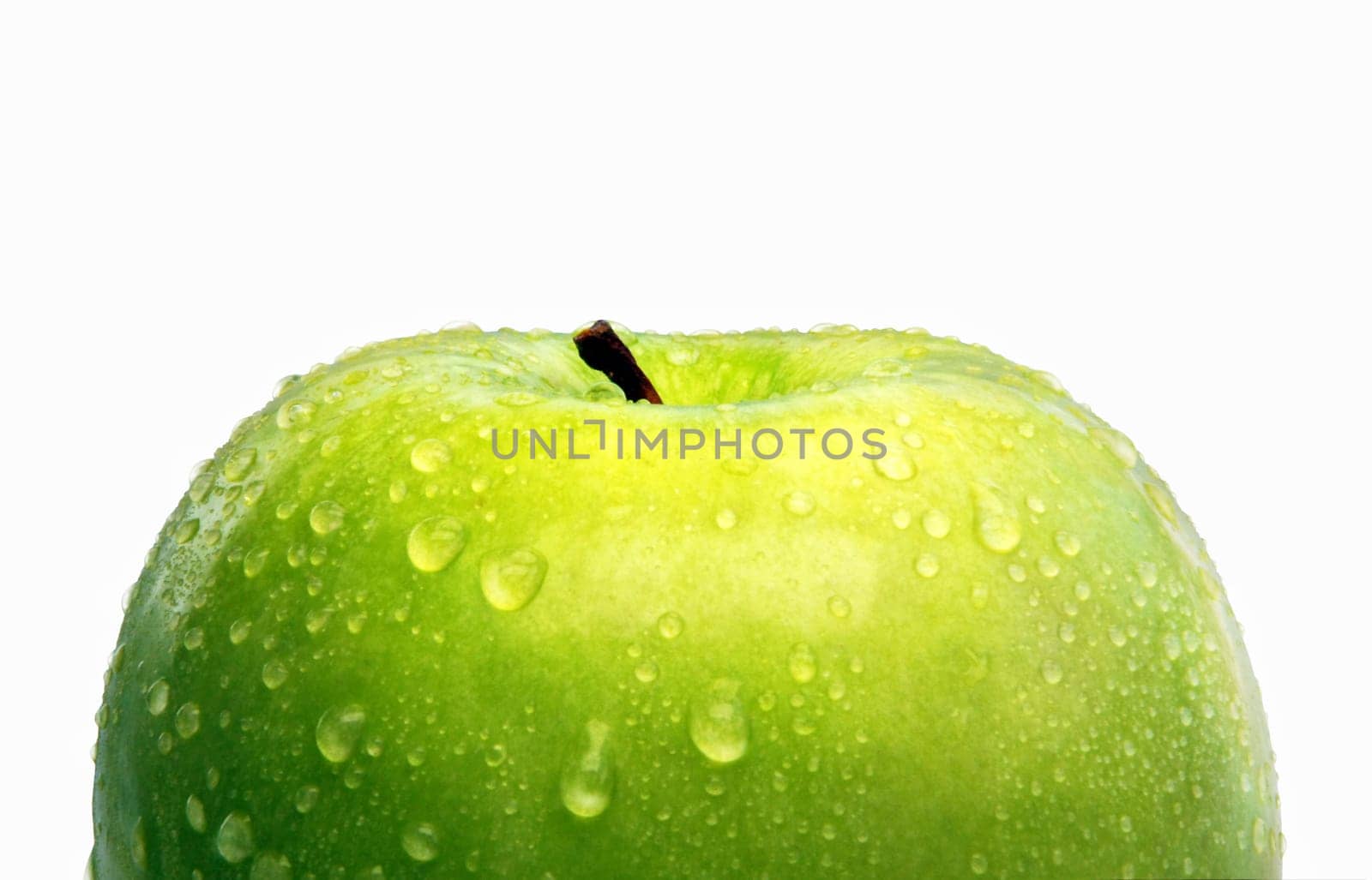 One big green apple isolated on white