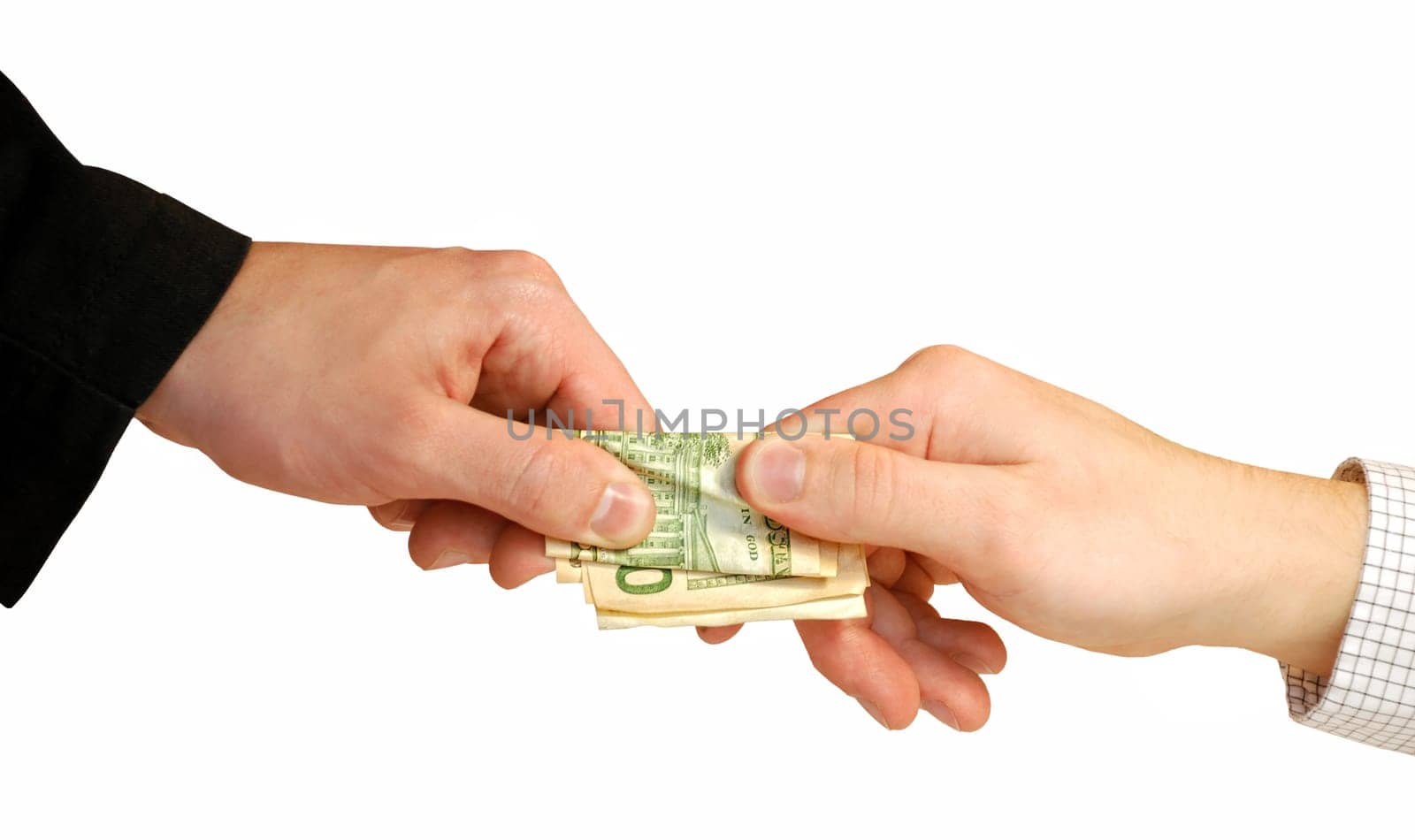 American dollars in the hands isolated on white