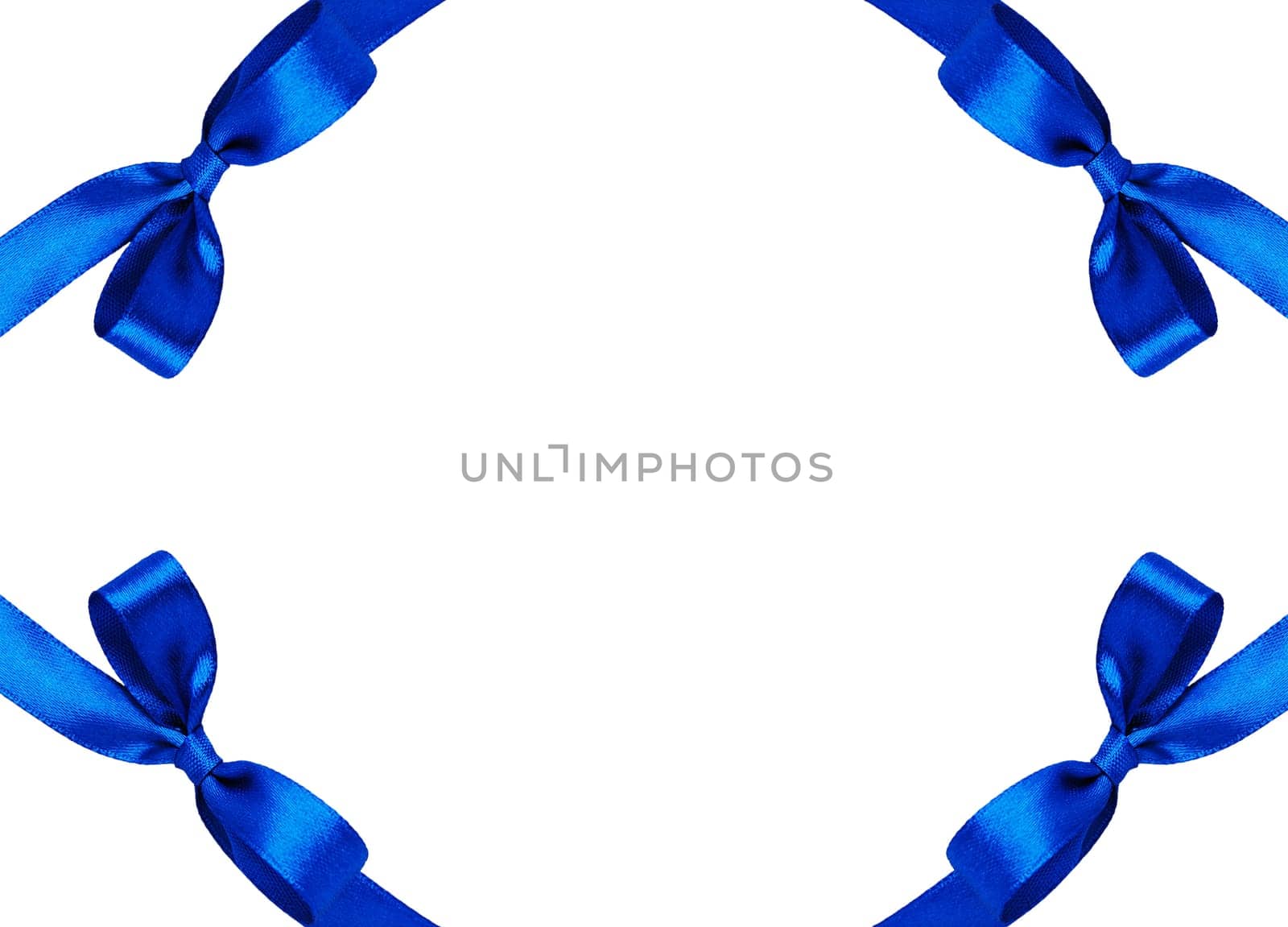 the attractive blue bows on the white background