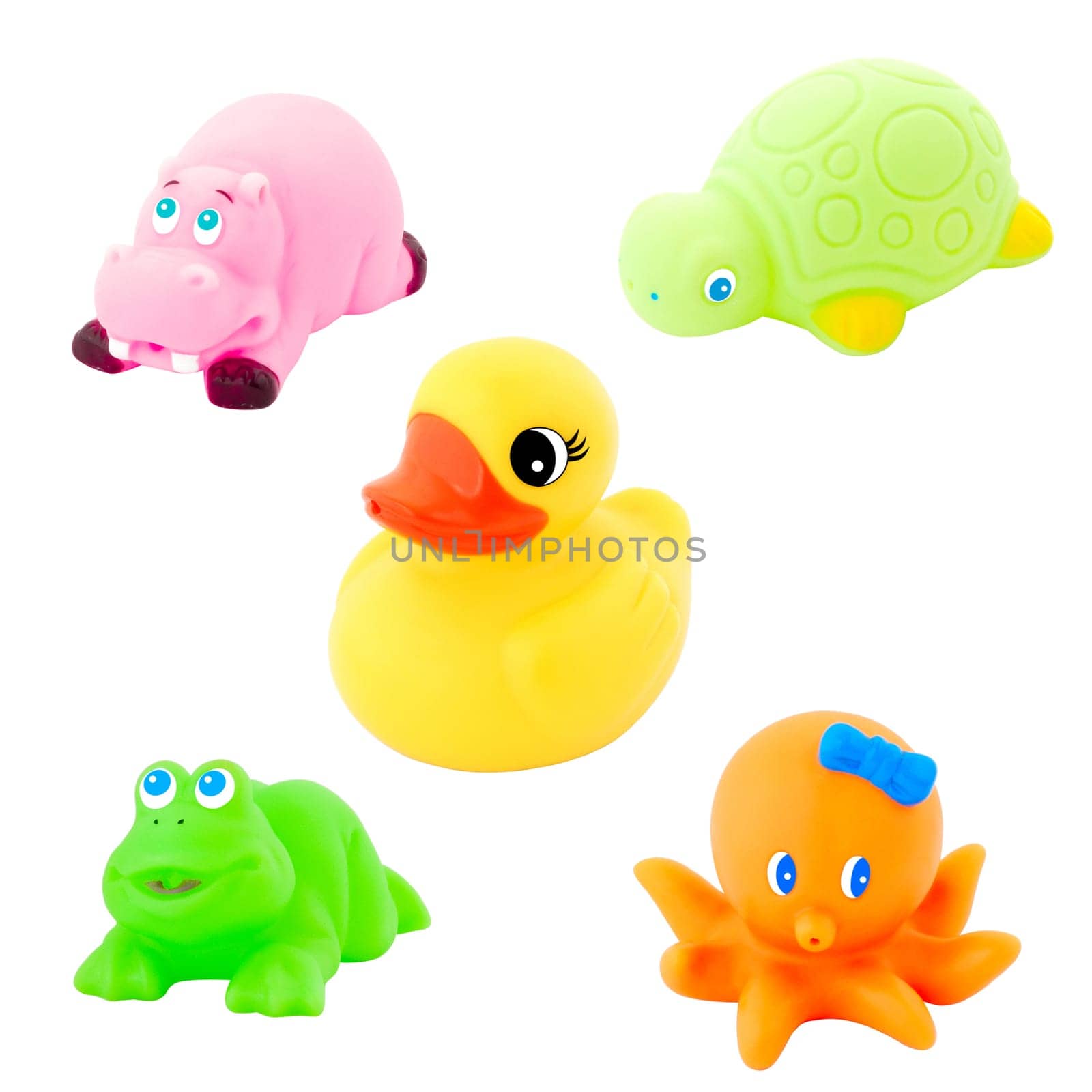 Colorful bath toys isoladet on white background