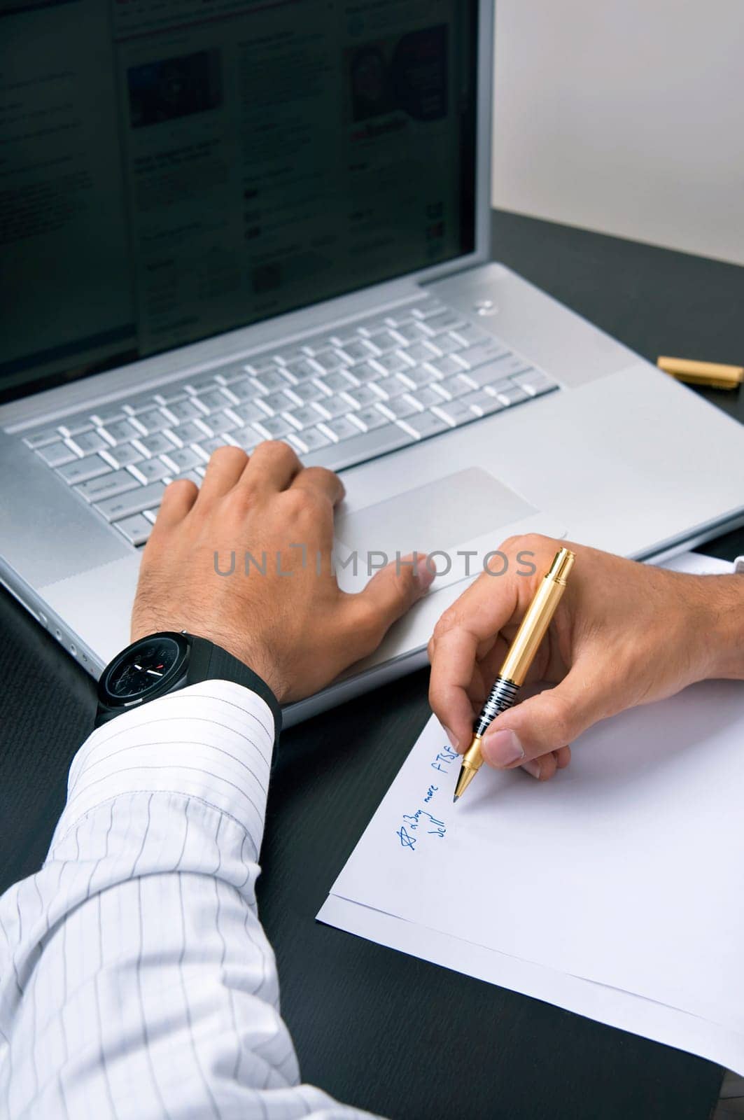 writing and working on the desk