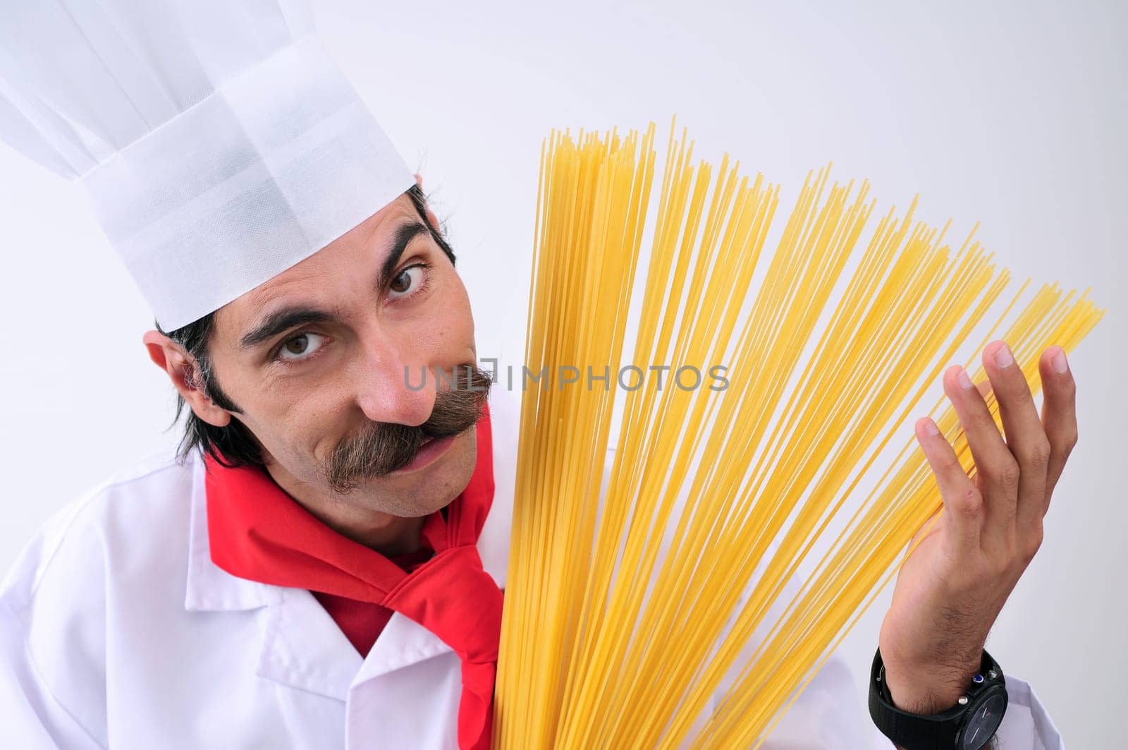 Chef showing spagetti