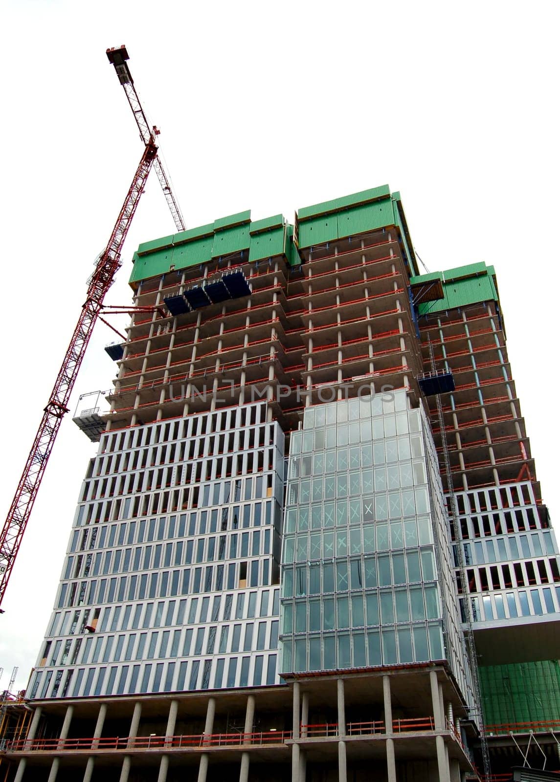 Construction of new skyscraper from concrette and steel