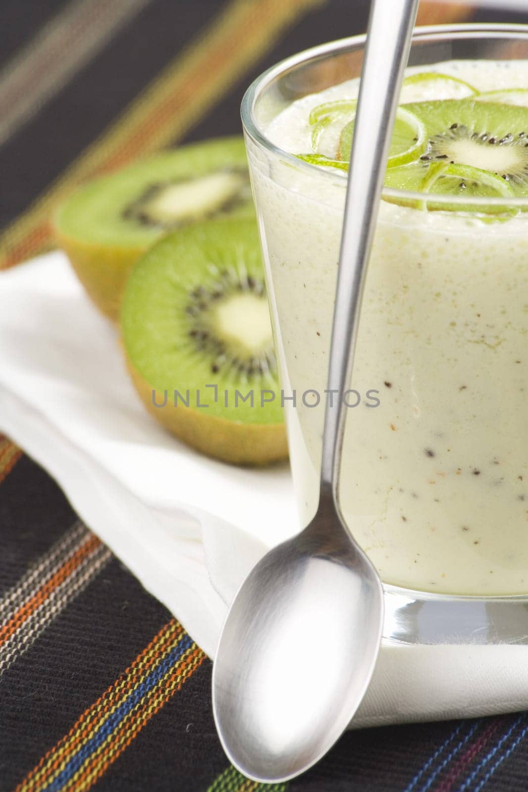 refreshment and creamy milkshake  kiwi and lime isolated