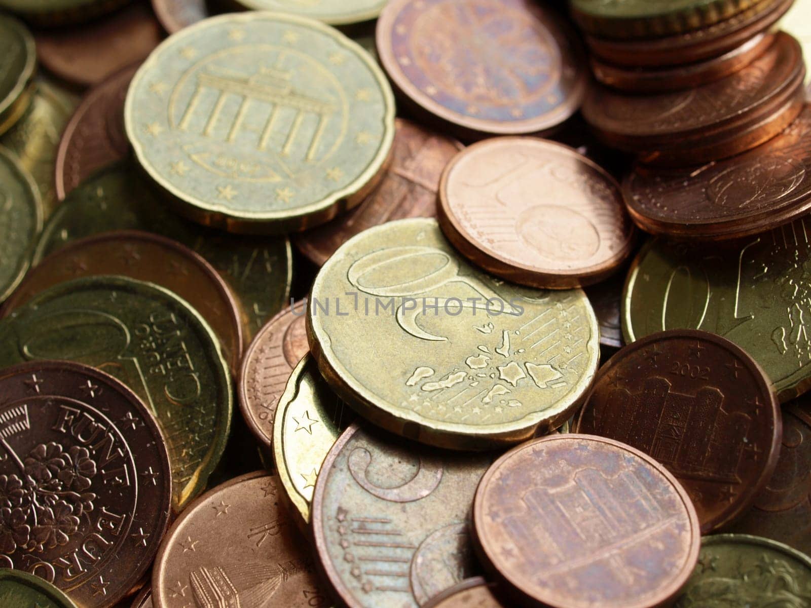 Range of Euro coins useful as a background