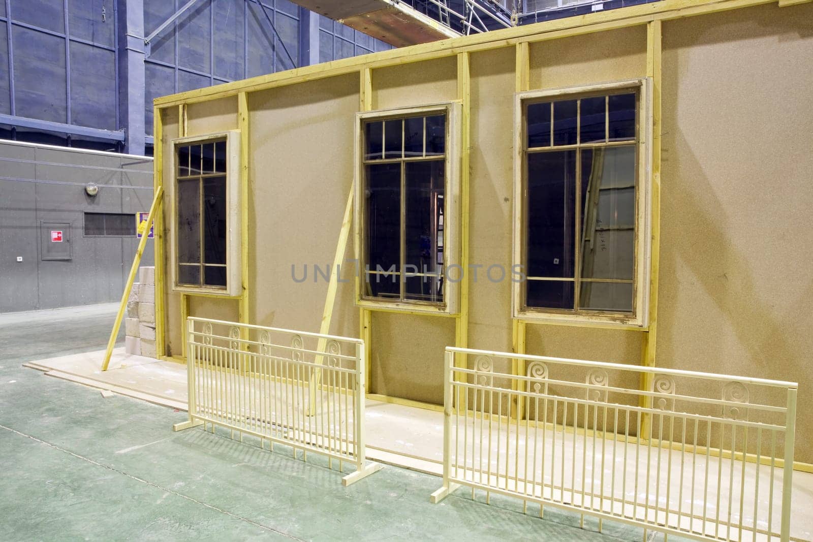 Construction of scenery in a film studio
