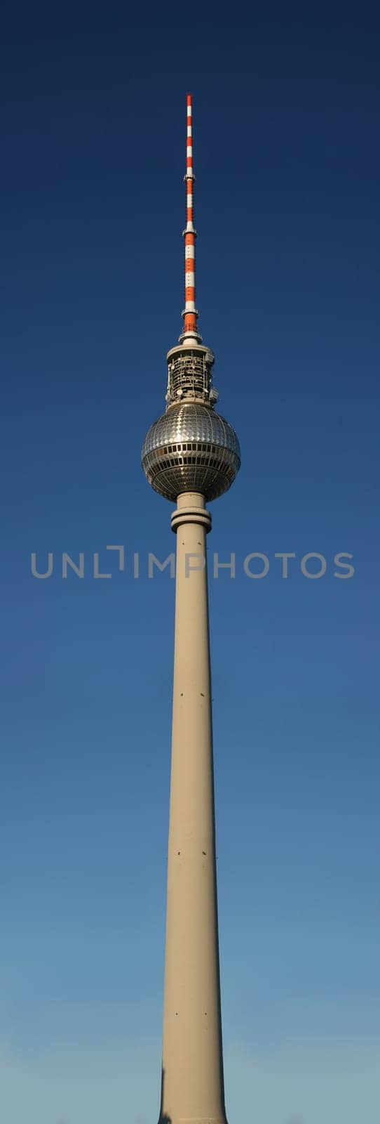 Television tower of Berlin, Germany in front of blue sky
