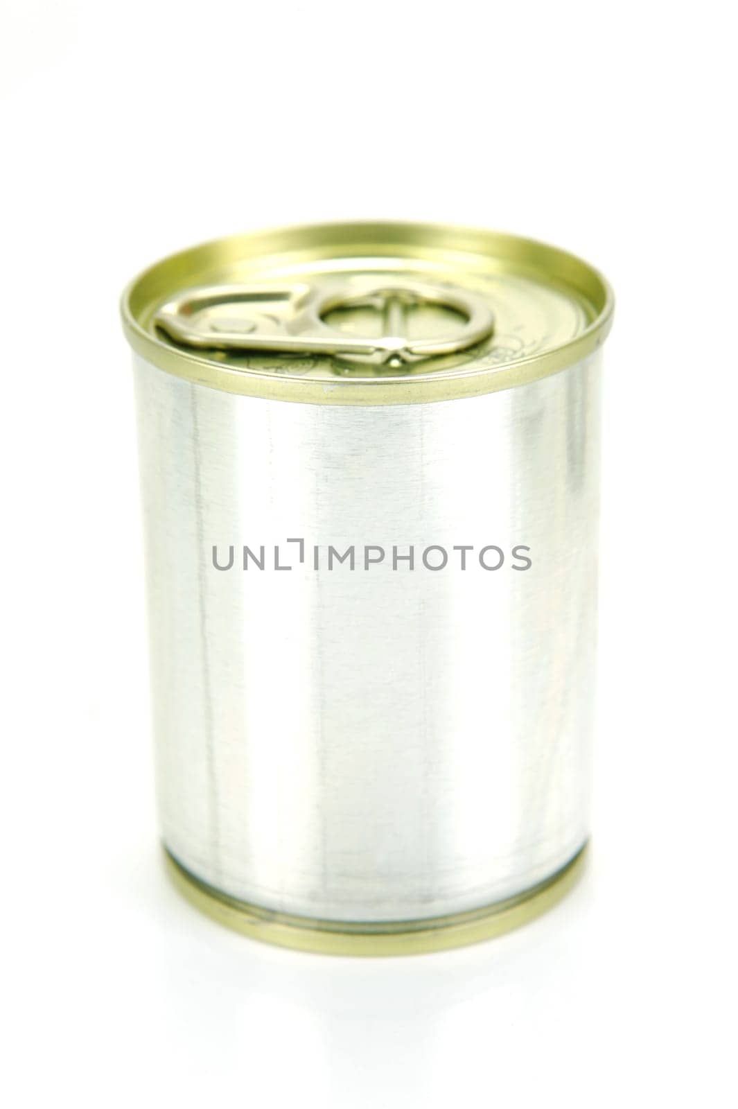 Canned food isolated against a white backgound
