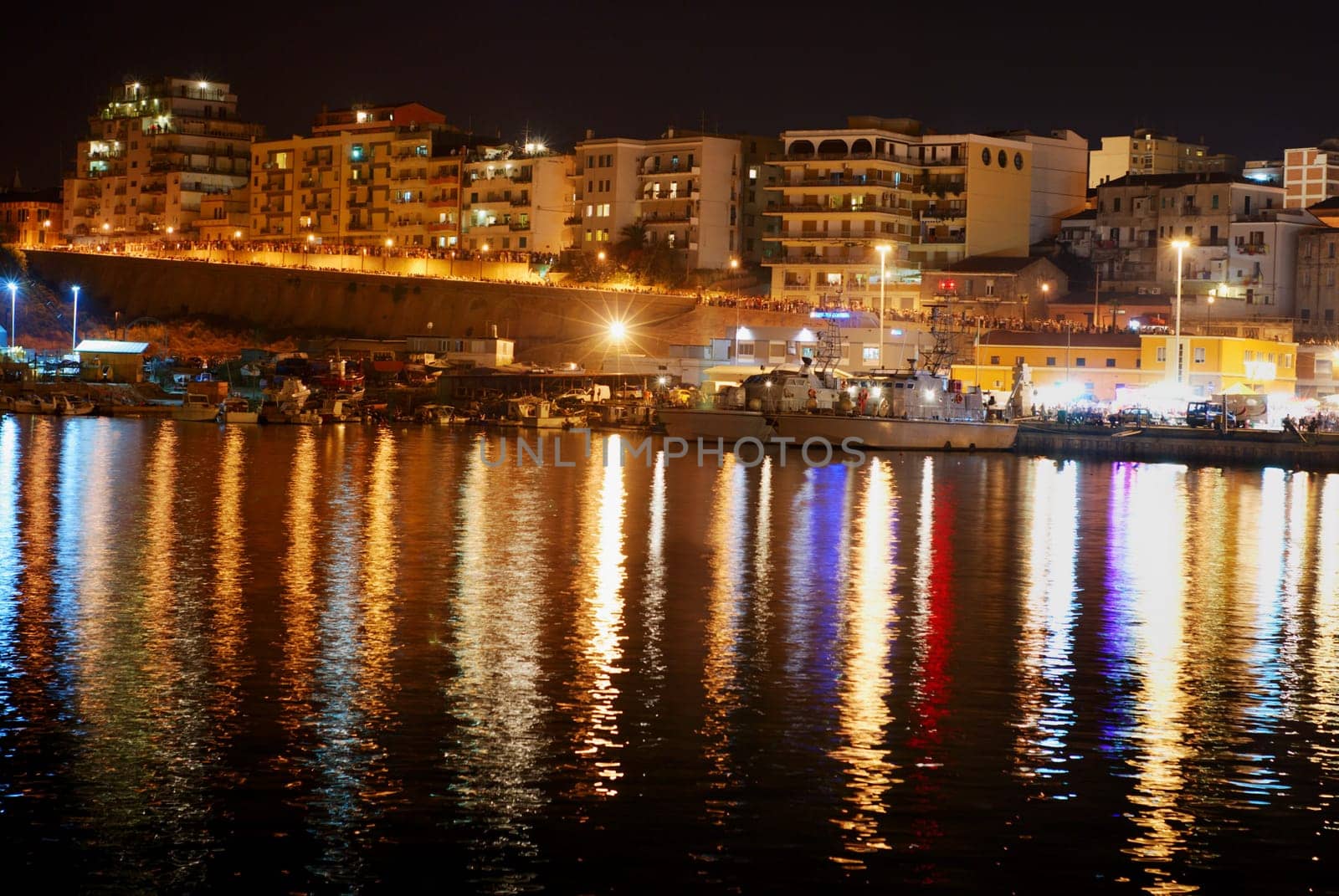 View of Termoli harbor by night (little city on the Adriatic sea in Italy)