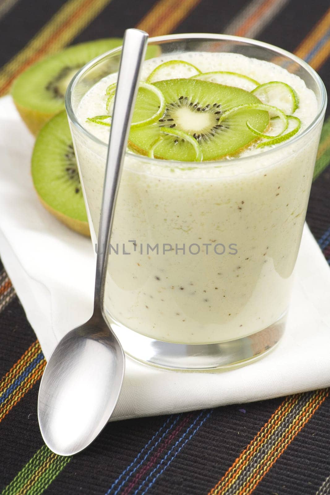 refreshment and creamy milkshake  kiwi and lime isolated