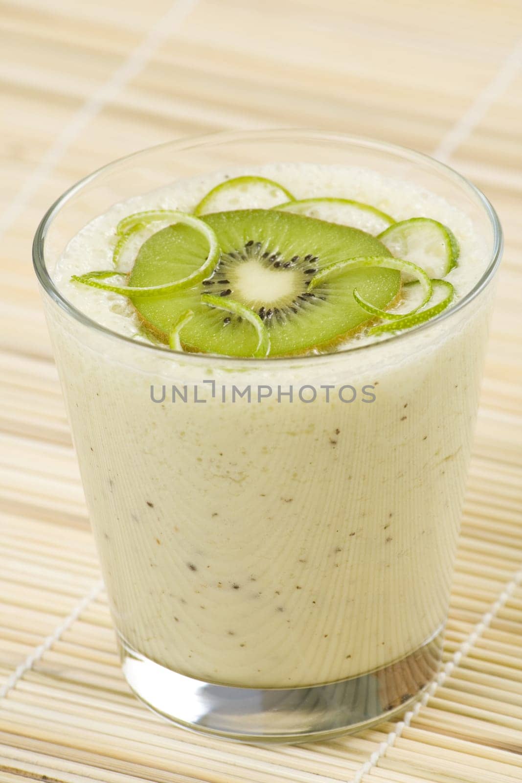 refreshment and creamy milkshake  kiwi and lime isolated