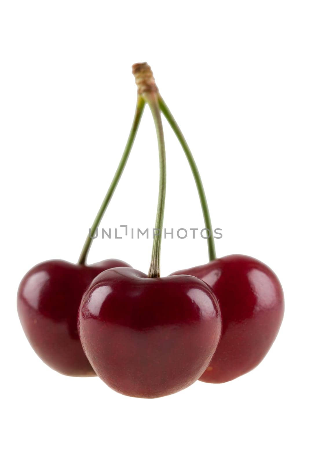 three cherries, isolated on white background
