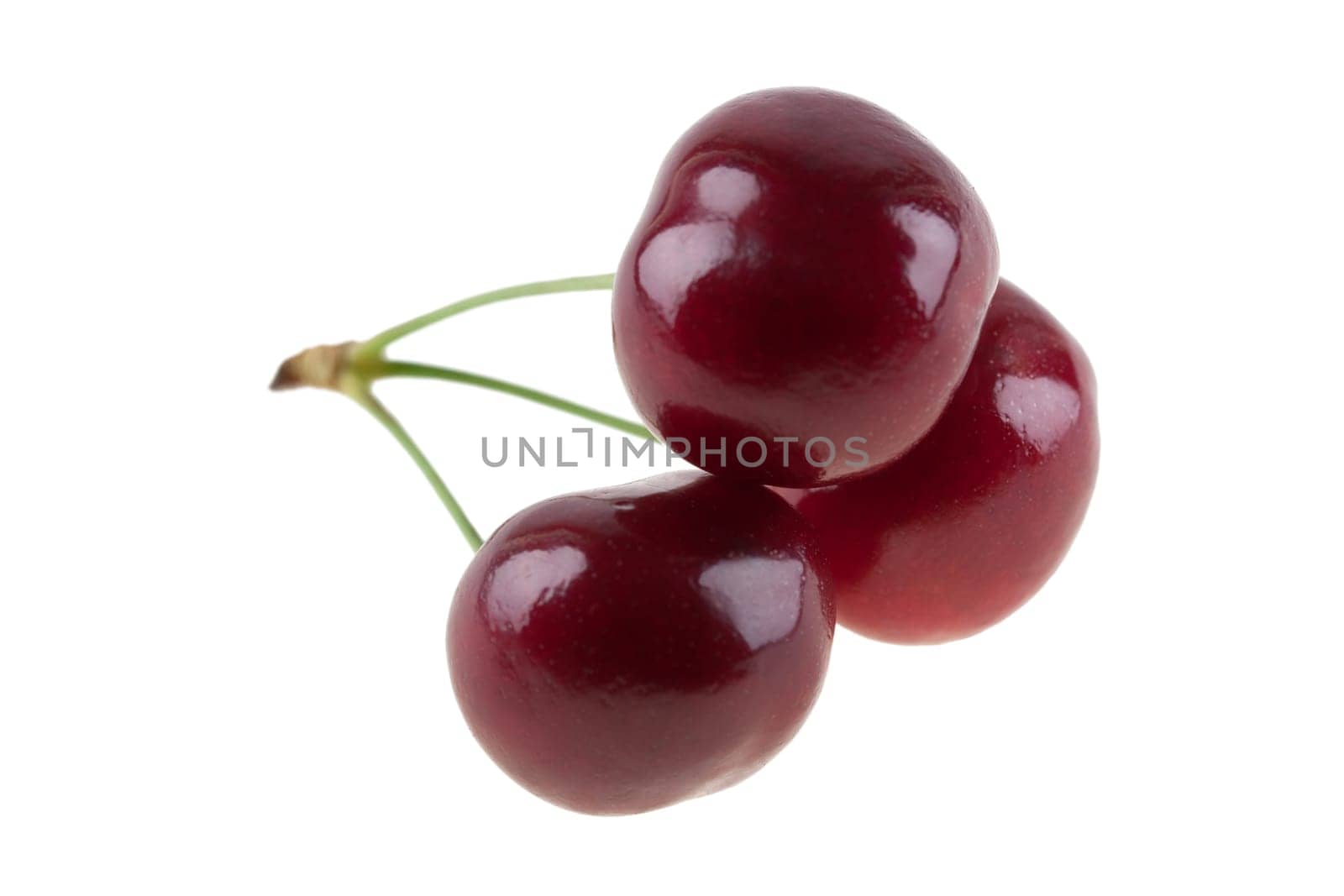 three cherries, isolated on white background