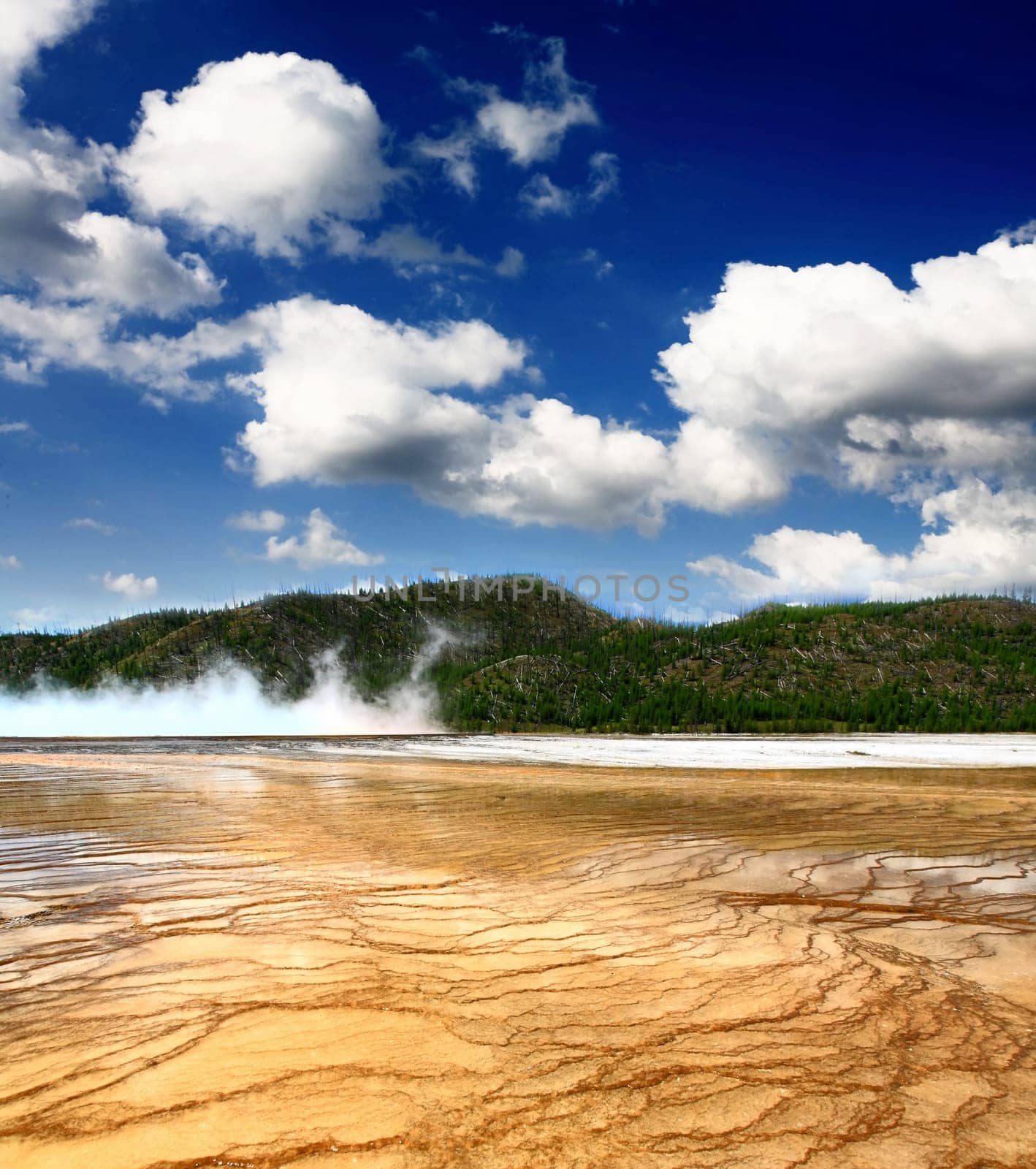 The scenery at Midway Geyser Basin in Yellowstone National Park