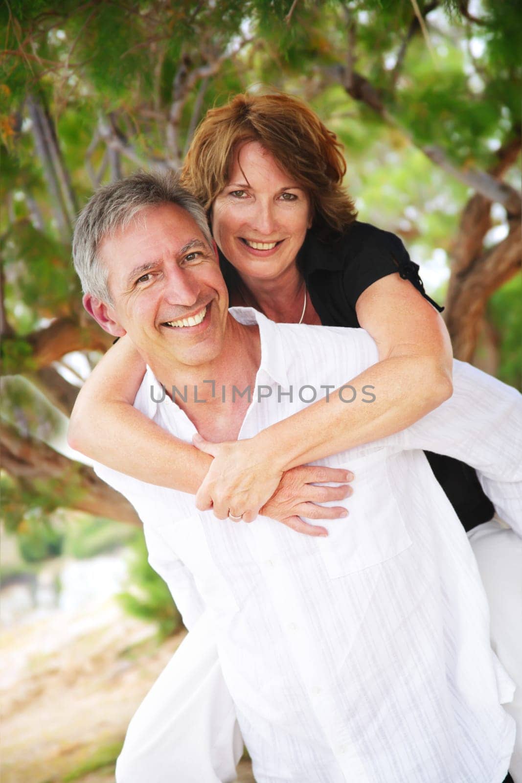 beautiful mature couple in love having fun outdoors